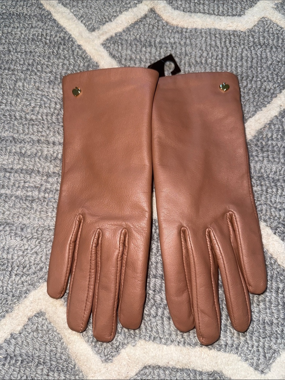 Kate Spade Cognac Goat Leather Touchscreen Gloves L NWT